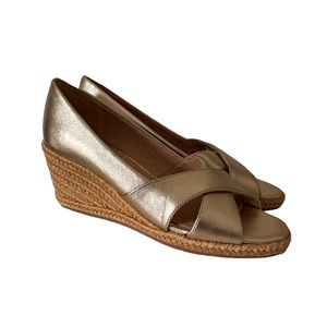 Jack Rogers Metallic Gold Wedge Espadrilles